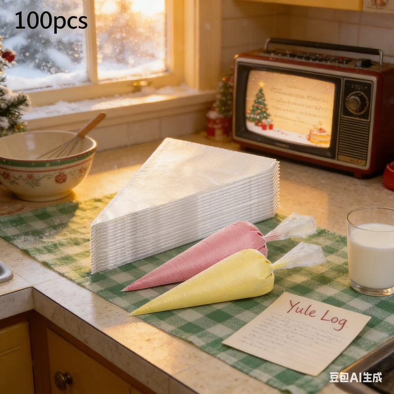 100-Pack White Plastic Pastry Bag - Focused Piping Action, Comfortable Hand Grip, 100PCS