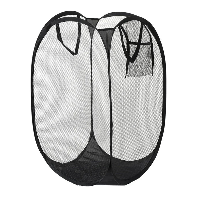 Folding Laundry Basket – Mesh Sorting Storage Organizer