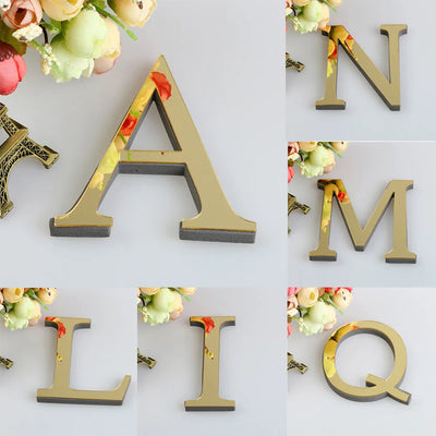 3D Mirror Letter Wall Stickers – Gold Acrylic Decor