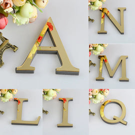 10CM 26 English Letters Wall Sticker 3D Mirror Acrylic Gold Wall Sticker Decals Self-Adhesive Home Party Decor Wall Art Mural