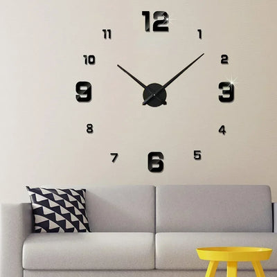 Acrylic Mirror Wall Clock – Large Decorative Sticker Clock