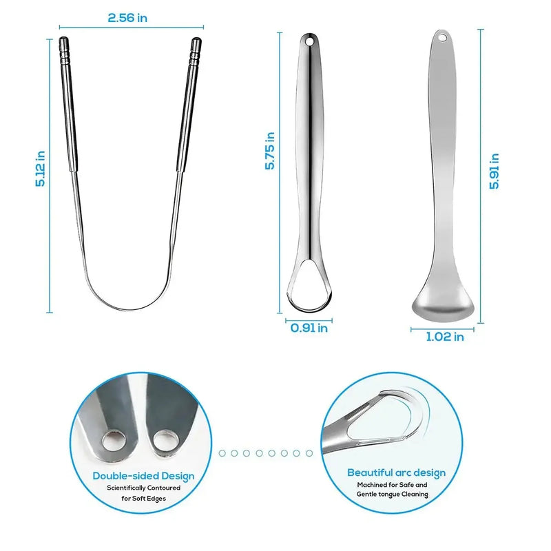 Metal Tongue Scraper – Stainless Steel Cleaner for Adults & Kids