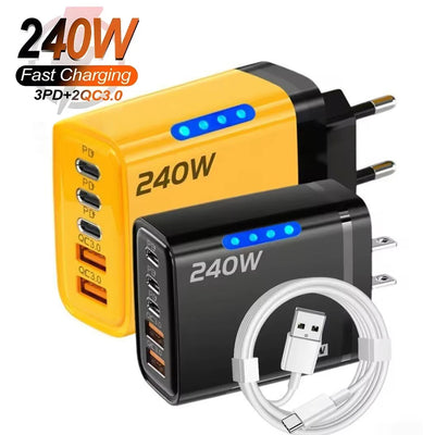 240W 5-in-1 USB-C GaN Charger – Fast Charging Adapter