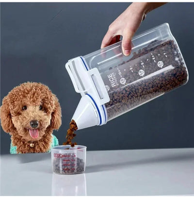 Pet Food Storage Container – Sealed Jar with Measuring Cup