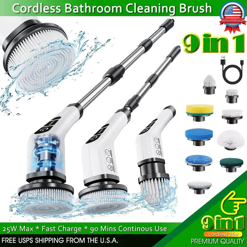 9-in-1 Electric Cleaning Brush – Wireless Scrubber