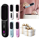 Cordless Hair Straightener Brush – 3 Temp Anti-Scald Styling Tool