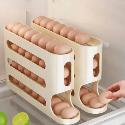4-Layer Rolling Egg Holder – Fridge Organizer