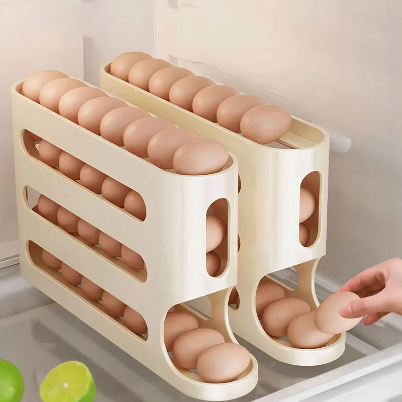 4-Layer Rolling Egg Holder – Fridge Organizer