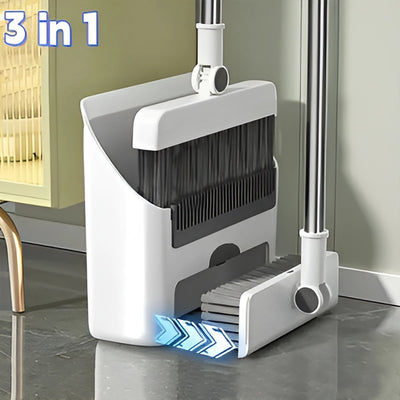 3-in-1 Broom & Dustpan Set – Long Handle Cleaner
