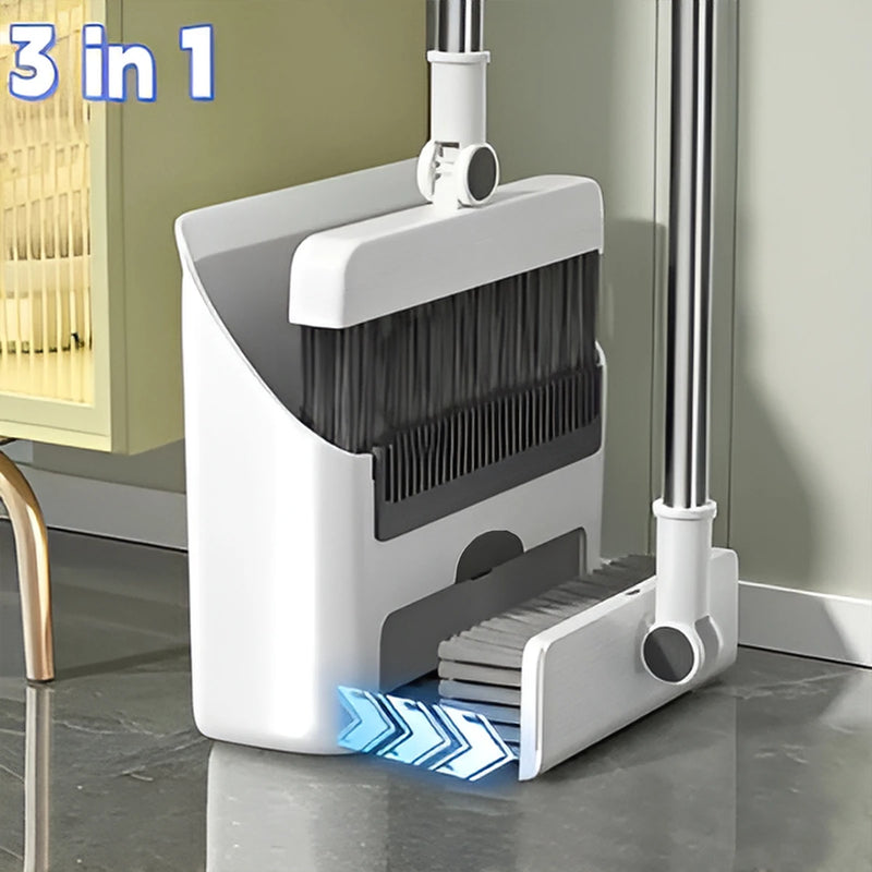 3-in-1 Broom & Dustpan Set – Long Handle Cleaner