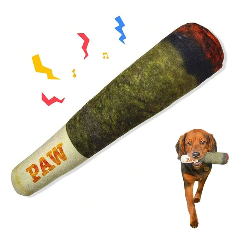 Cigar Plush Dog Toy – Squeaky Chew Toy