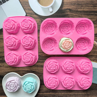 6-Hole Rose Silicone Mold – DIY Soap, Candle & Baking Tool