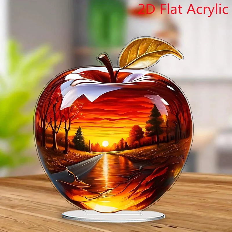 Crystal Apple Figurine – Decorative Paperweight Ornament