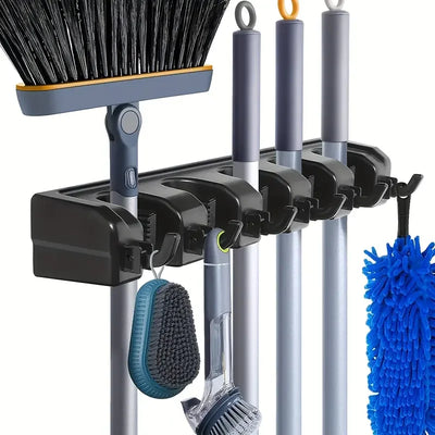 Wall Mounted Mop Holder – Multi-Slot Broom Organizer