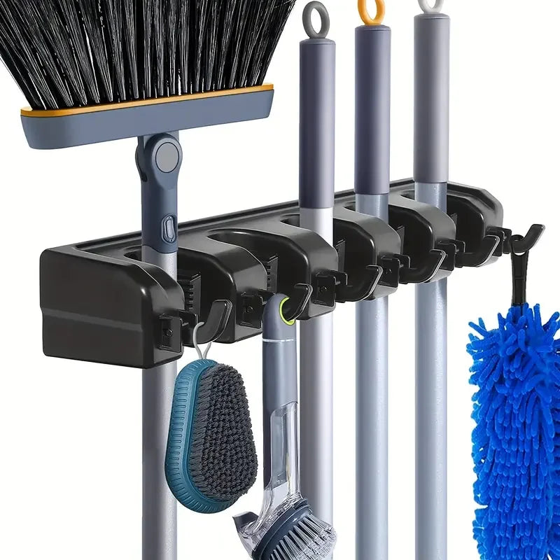 Wall Mounted Mop Holder – Multi-Slot Broom Organizer