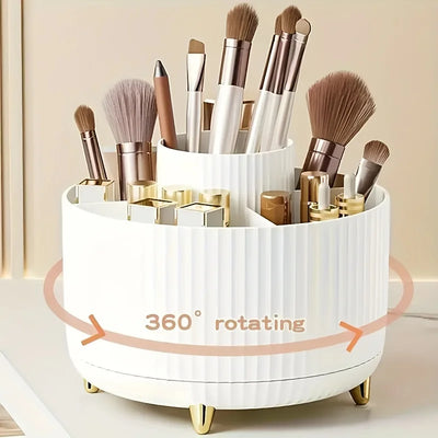 360° Rotating Makeup Organizer – Multi-Compartment Storage Holder