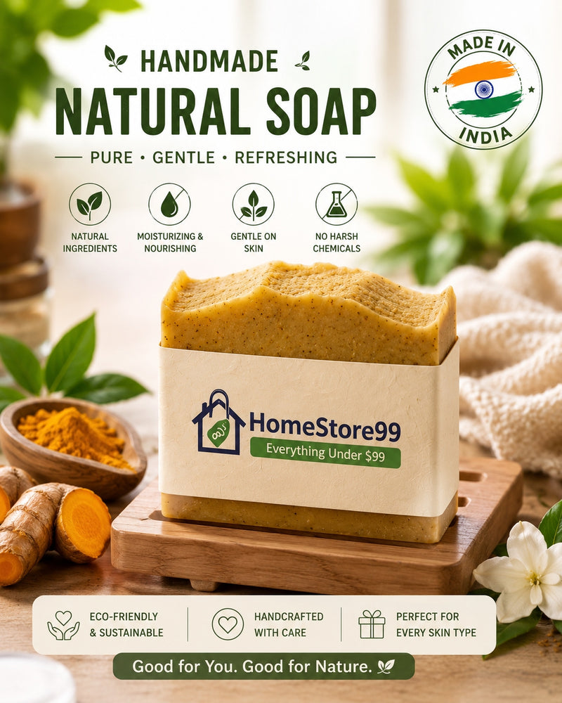 Handmade Turmeric Soap | Brightening Bath Bar | Made in India