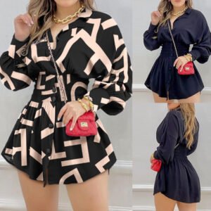 Women's Dark Blue Long Sleeve Casual Blouse